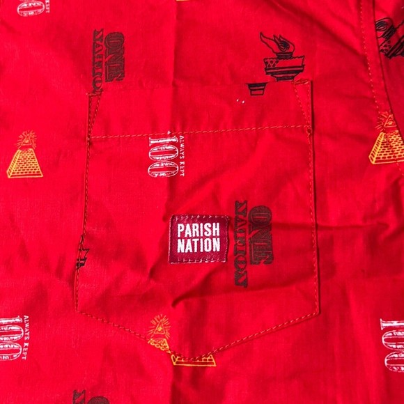 Parish Nation Red Casual All Over Print Button Down Shirt NWT Men’s Size 3XL - Picture 2 of 7